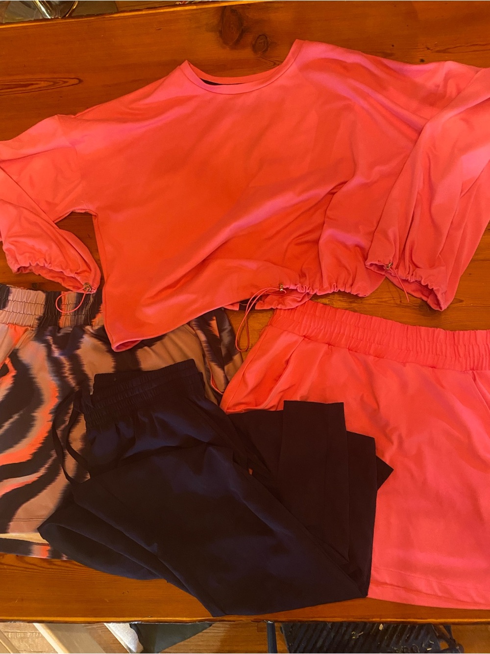tek gear navy &  Pink Long-Sleeve Crop Top & Skirt and pants  Set